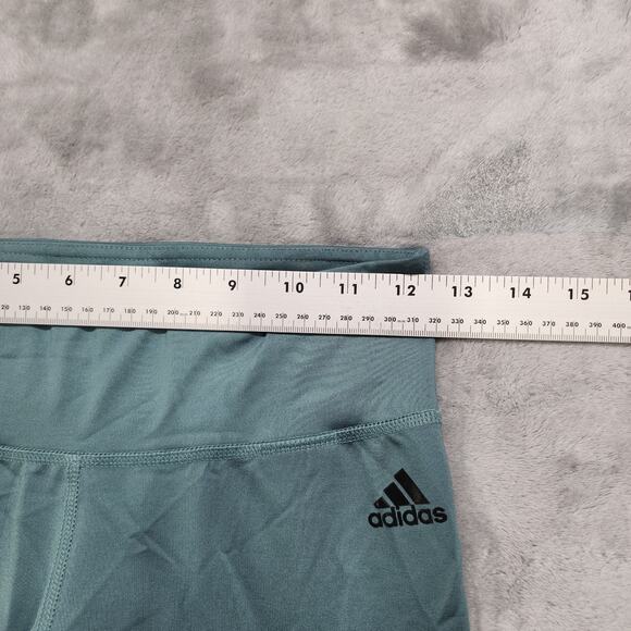 Adidas Leggings Womens S Green Climalite Logo Spellout Athletic Yoga Running Gym - Picture 8 of 12